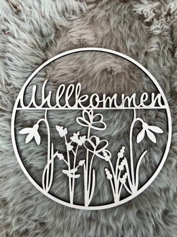 Türschild - Willkommen - Flower