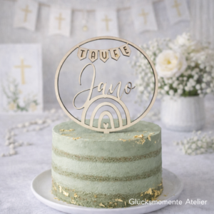 Cake Topper zur Taufe Regenbogen