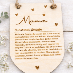Holzwimpel Mama liebevolle Definition