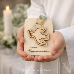 Geldgeschenk-Karte zur Taufe/Kommunin/Konfirmation - Friedenstaube