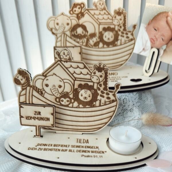 Geschenk zur Taufe/Kommunion/Konfirmation Kerzenhalter – Bild 4