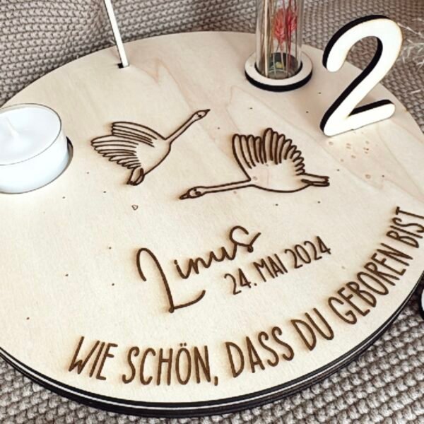 Kerzenteller zum Kindergeburtstag Gänse - personalisiert