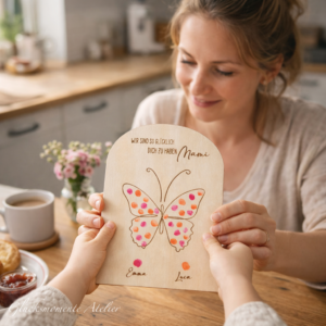 Fingerabdruck zum Muttertag mit Schmetterling