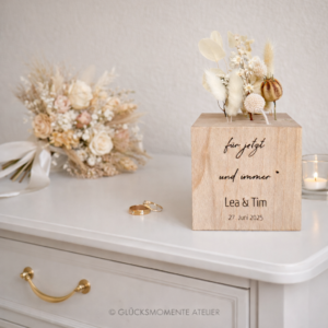 Flower Cube Eichenholz - für jetzt und immer - personalisiert