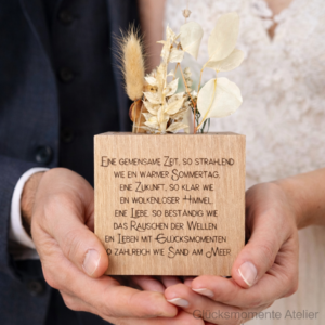 Flower Cube Eichenholz - Hochzeitsgeschenk personalisiert